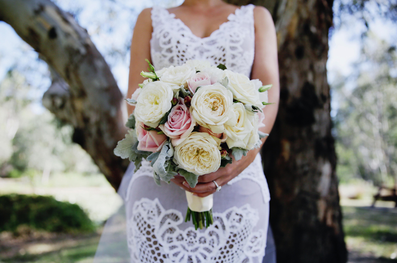 Bride holding a lovely bouquet of flowers