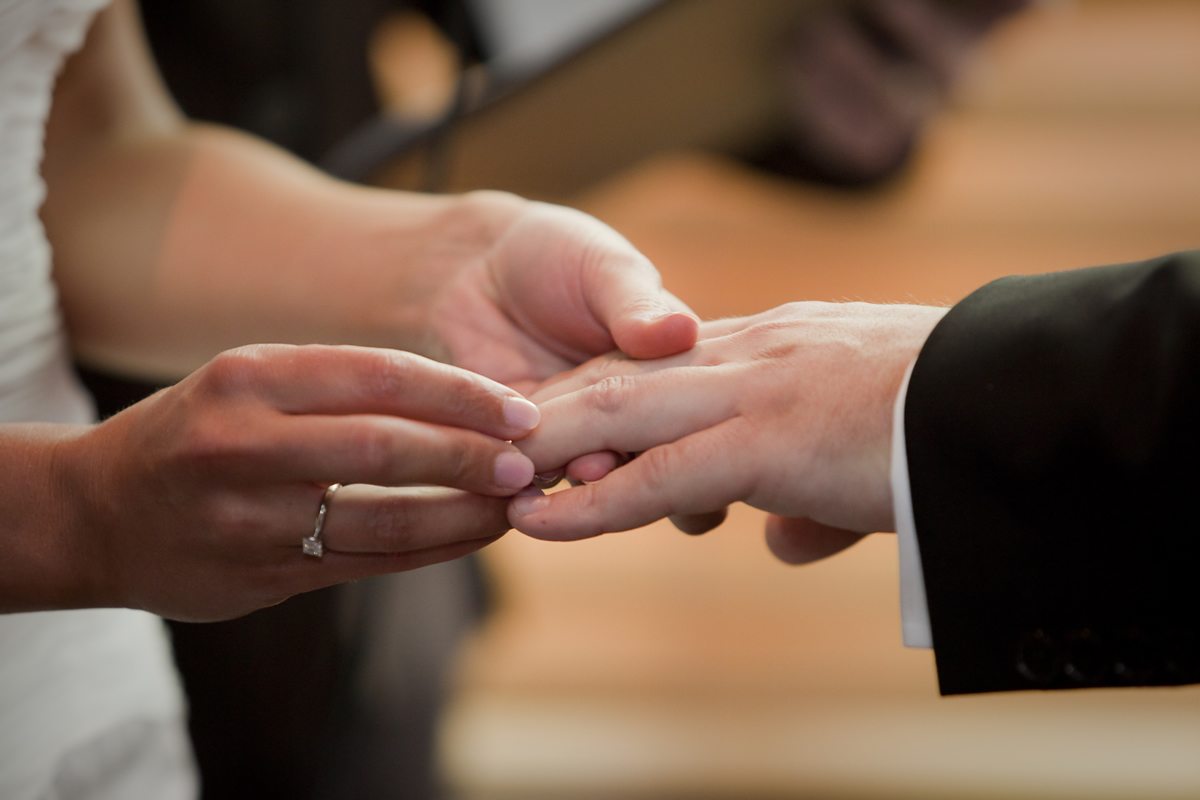 Exchanging rings during the marriage ceremony